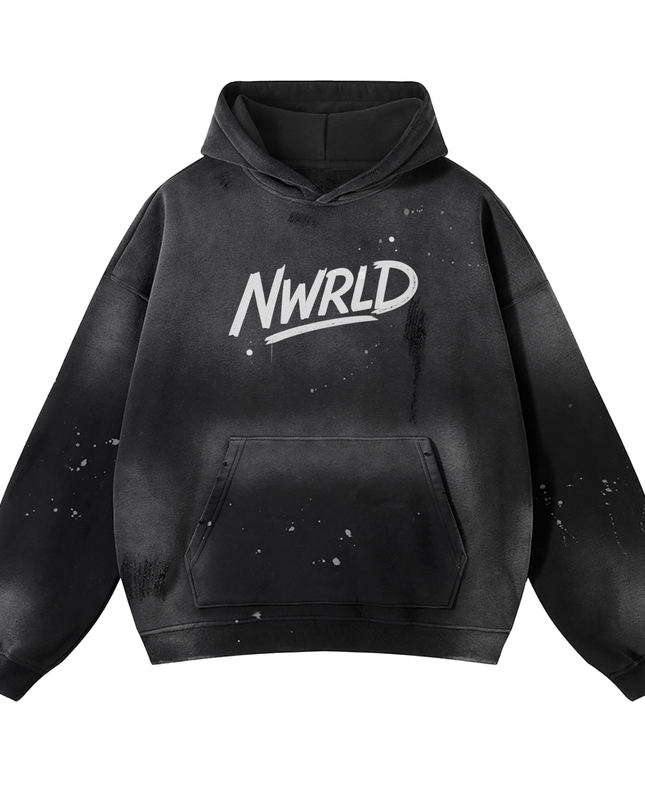 Vintage Wash Frayed Fleece Hoodie - 360 GSM