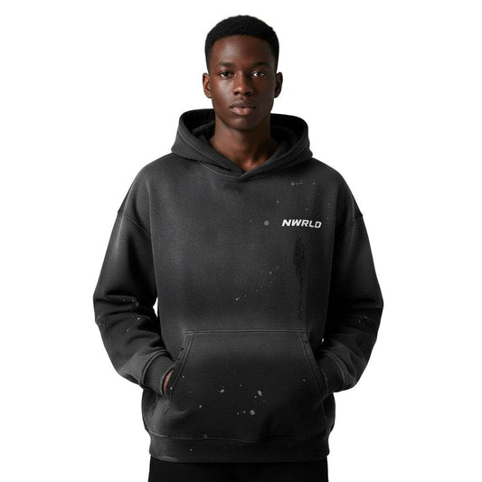 NWRLD ESSENTIALS / Vintage Wash Frayed Fleece Hoodie - NWRLD CLOTHING