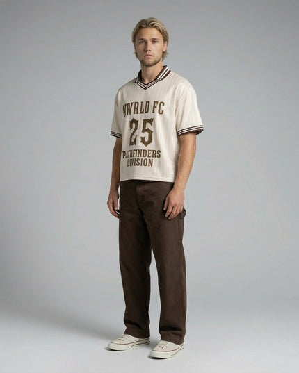Model wearing NWRLD 002 Pathfinders Football T-Shirt